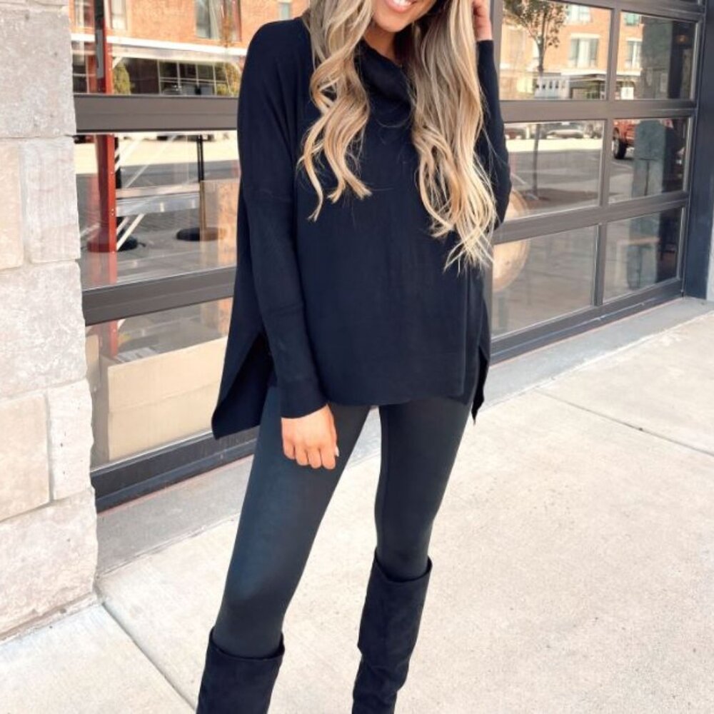 Stylish Black Cowl Neck Tunic